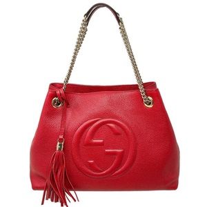 Gucci Pebbled Calfskin Soho Hobo Red